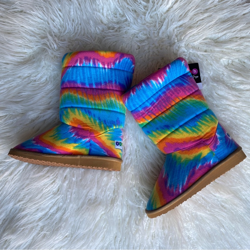 Women’s Rainbow Tie Dye Colorfull Boots Slippers Size 6